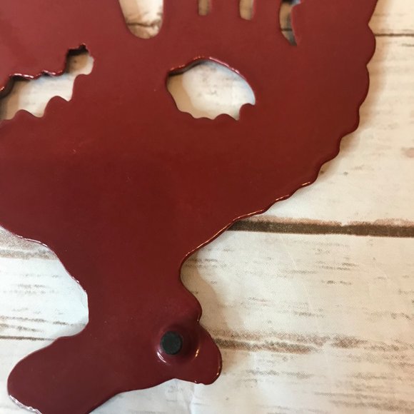 Red Enamel Cast Iron Rooster Trivet - Picture 6 of 7